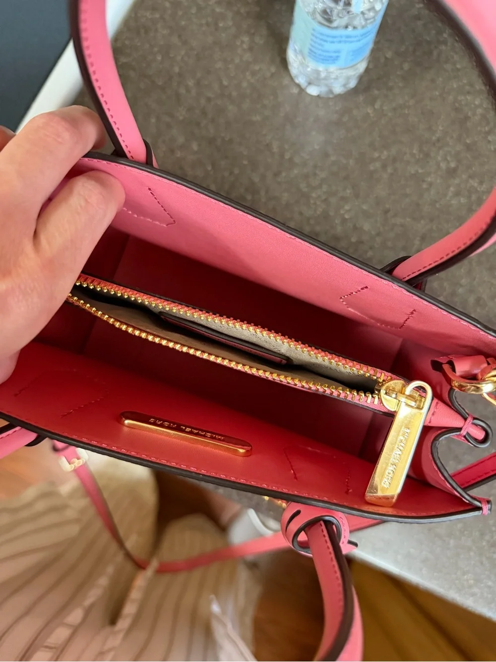 Michael Kors Mercer Medium Pink Pebbled Leather Crossbody Satchel 35S1GM9M2L